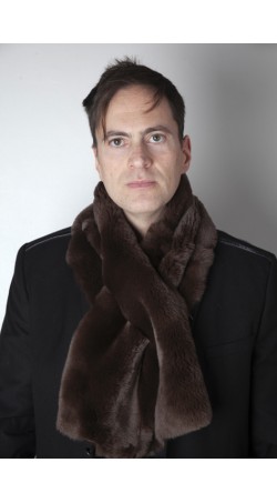 Dark brown rex fur scarf - Unisex